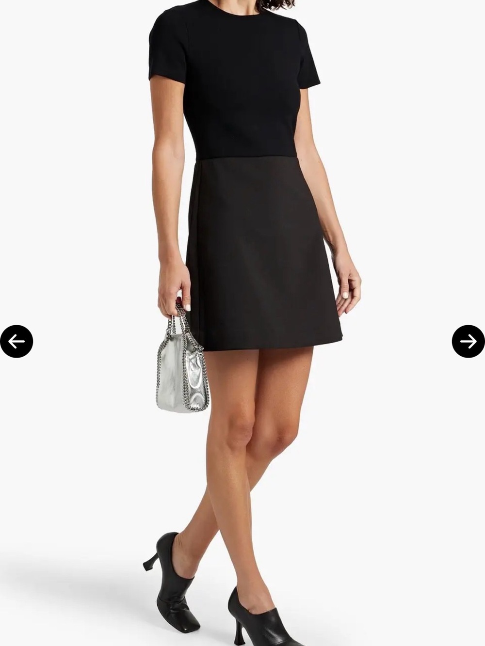 Theory Black Short Sleeve Two-Tone Mini Dress